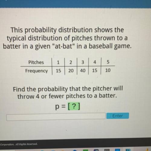Help please :)

This probability distribution shows the
typical distribution of pitches thrown to