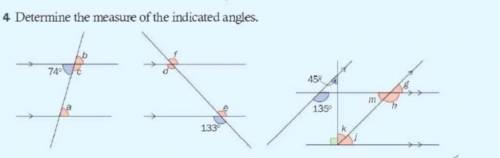 Determine the measure of the indicated angles.