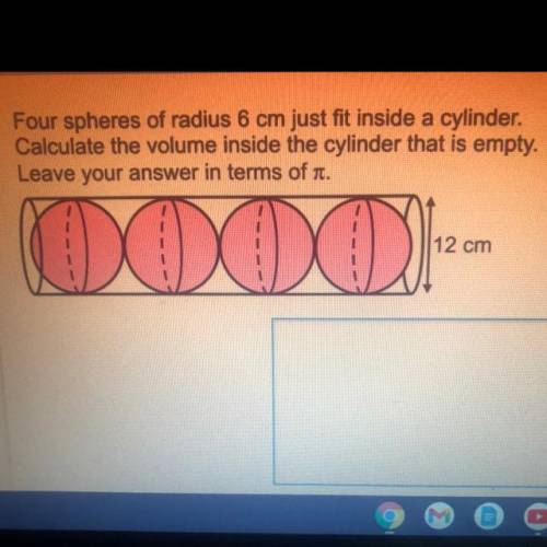 Four spheres of radius 6 cm just fit inside a cylinder.

Calculate the volume inside the cylinder