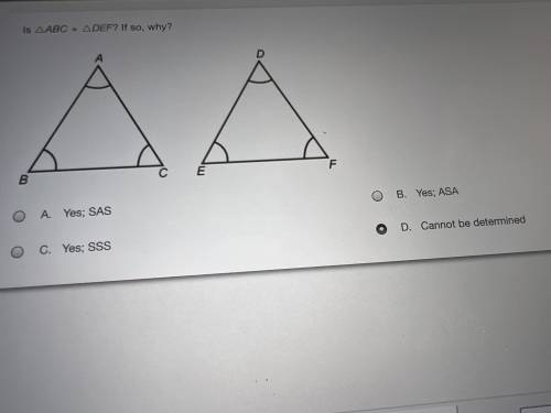 Is triangle ABC= triangle DEF?