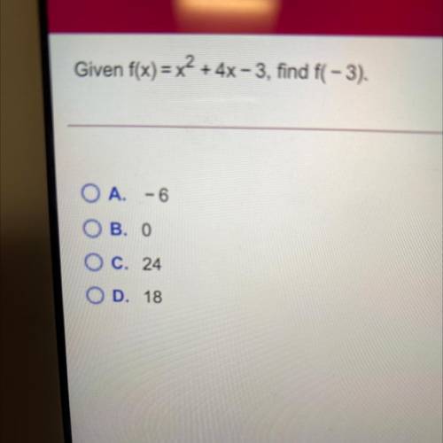Given f(x) = x^2 + 4x – 3, find f( – 3).