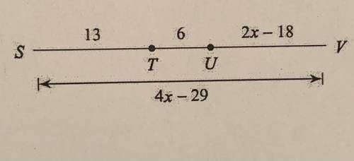 Find the value of x and use it to find the length
of UV and SV.