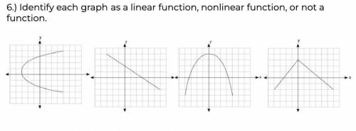 ) Identify each graph as a linear function, nonlinear function, or not a function.