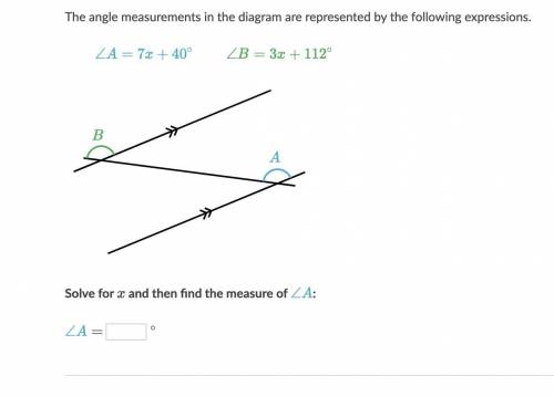 The angle measurements in the diagram are represented by the following expressions.

\qquad \blueD