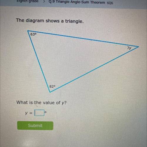 Triangle angle - sum theorem
what is the value of y?