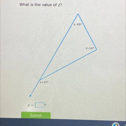 Exterior angle theorem 
what is the value of z?