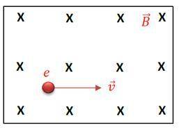 What is the direction of the magnetic force on the electron shown in the figure.