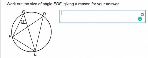 Work out the size of angle EDF, giving a reason for your answer