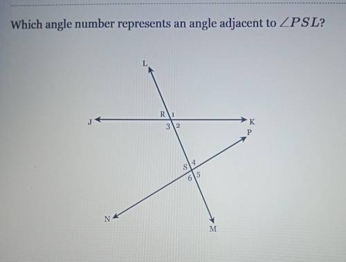 Which angle number represents an angle adjacent to PSL?What is the number?