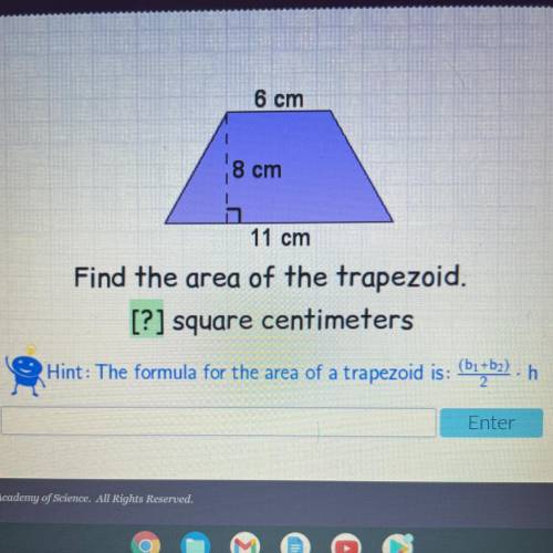 Please help I can’t find it ANYWHERE… find the area of the trapezoid square centimeters