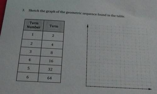 3. Sketch the graph of the geometric sequence found in the table. Term Number Term 1 2 N 4 3 8 4 16