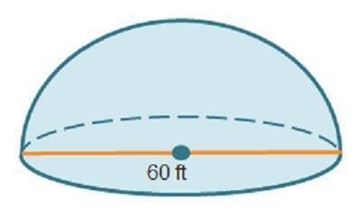 The diameter of the hemisphere is 60 feet. What is the surface area of the curved viewing area of t