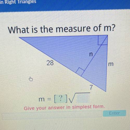 What is the measure of m?
n
28
m
7
m = [ ? ]V