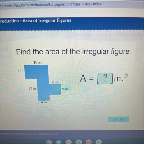 Please helpppp!!! Find the area of the irregular figure