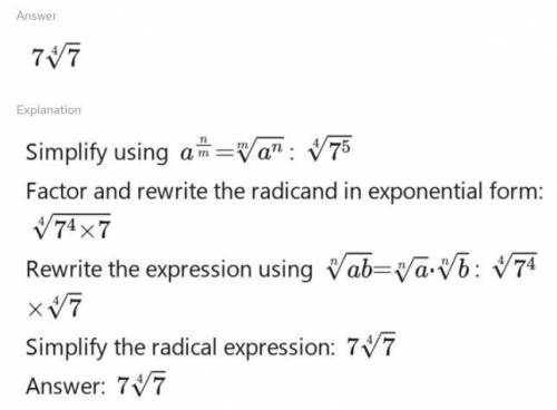 Which radical expressions are equivalent to 7 5/4