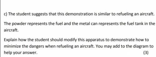 C) The student suggests that this demonstration is similar to refueling an aircraft. The powder rep