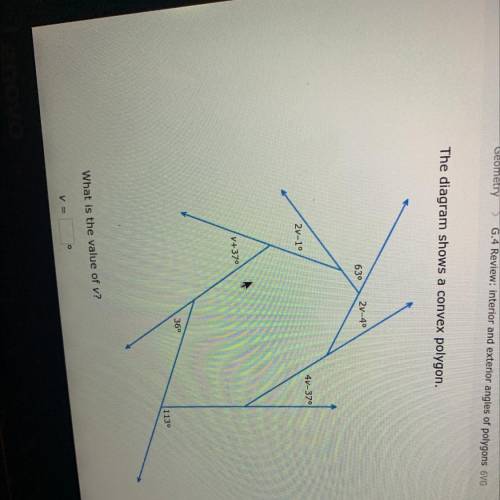 This diagram shows a convex polygon, what’s the value of v?
Please explain!