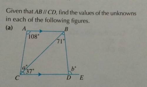 Q1 Given that An AB // CD, find the values of the unknowns in each of the following figures.