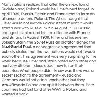 After Sudetenland, what was Hitler’s next target? How did Russia, Britain, and France respond?