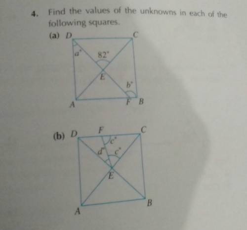 Q4 ) Find the values of the unknowns in the following squareONLY B PART.