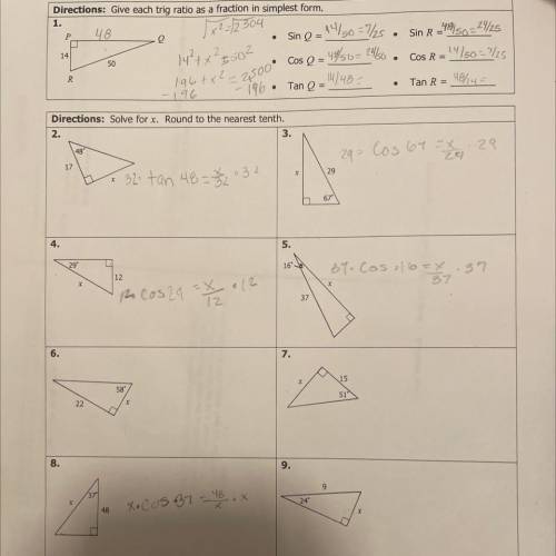 Homework 3: trigonometry:finding ratios & finding missing sides