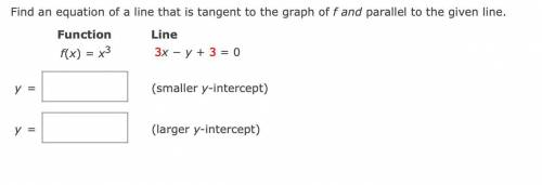 Please help: Find an equation of a line that is tangent to the graph of f and parallel to the given