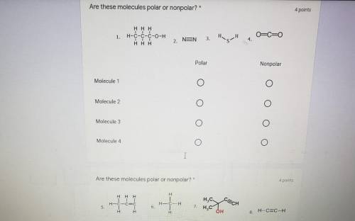 Are these molecules polar or nonpolar?