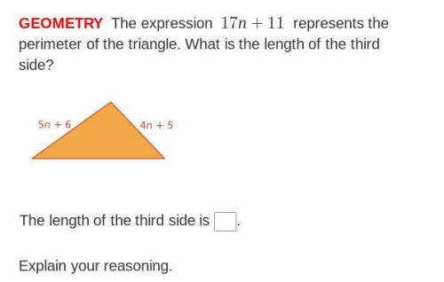 The expression 17n + 11 represents the perimeter of the triangle.