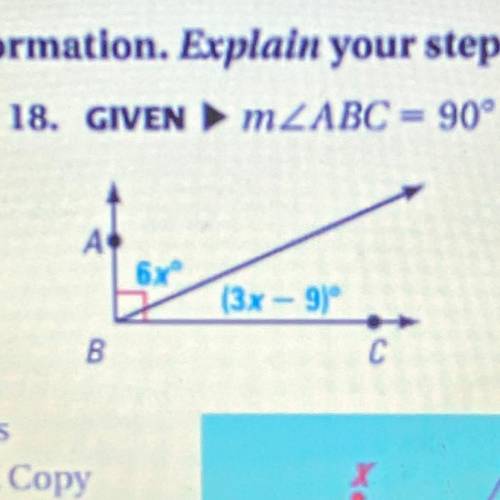 Solve for x using the given information. Explain your steps.