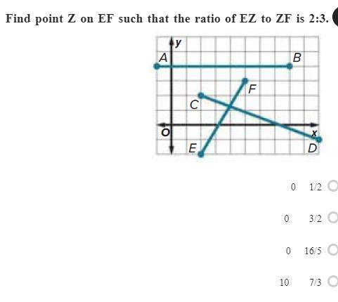 Find point Z on EF such that the ratio of EZ to ZF is 2:3.