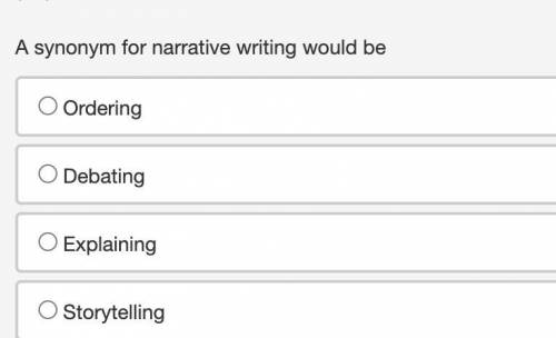 A synonym for narrative writing would be ? PLSS HURRY (100 POINTS)