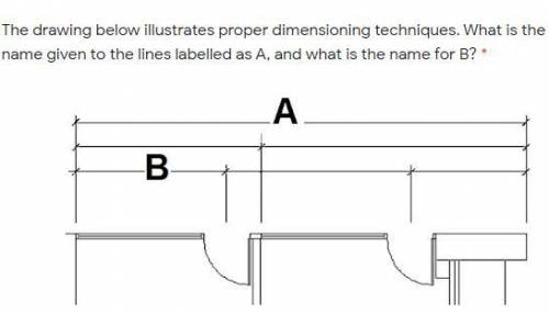 The drawing below illustrates proper dimensioning techniques. What is the name given to the lines l