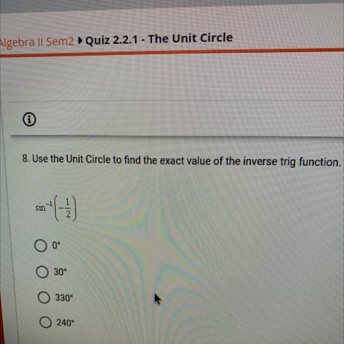 Use the Unit Circle to find the exact value of the inverse trig function.