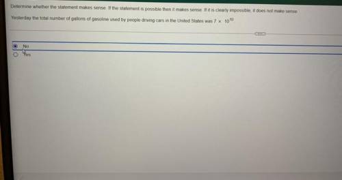 Determine whether the statement makes sense or not (Please help)