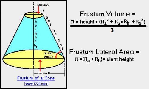 Please help me, A candle is in the shape of a frustum (a cone with the top cut off). Calculate the v