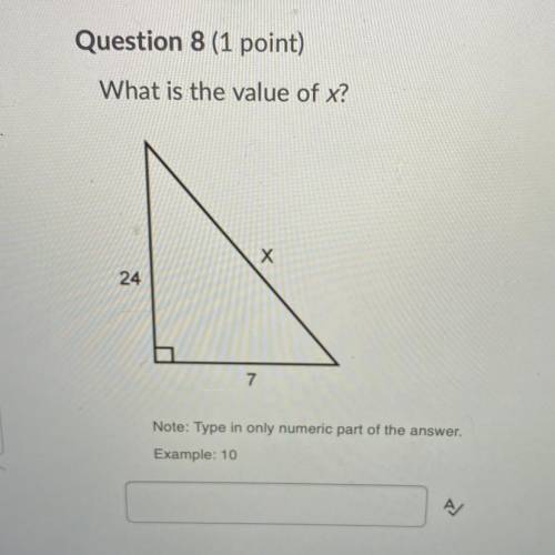 What is the value of x?

Х
24
7
can someone explain how i can do the math for these problems? i wa