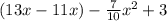 (13x-11x) -\frac{7}{10} x^2  + 3