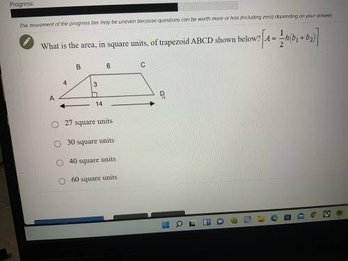 What is the area in square units of trapezoid ABCD shown below