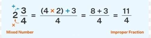 Convert mixed numbers to improper fractions