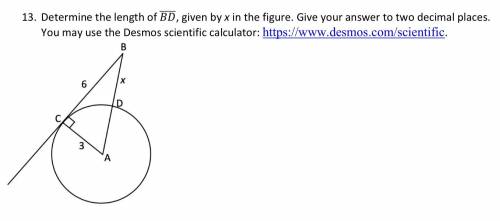 13. Determine the length of BD, given by x in the figure. Give your answer to two decimal places.