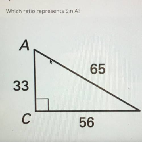 Which ratio represents Sin A?