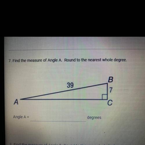 Find the measure of Angle A. Round to the nearest whole degree.