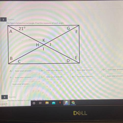 The figure below is a rectangle. Find the measure of each angle.
