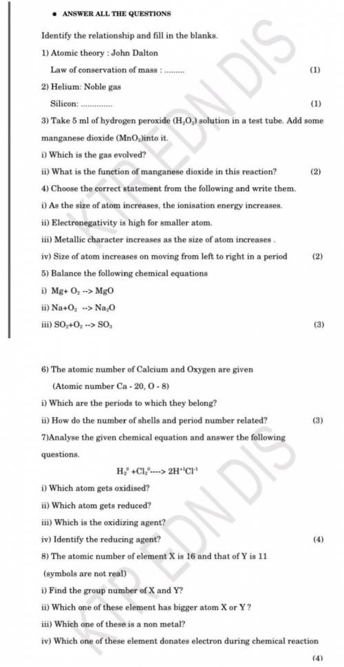 Please answer these chemistry questions