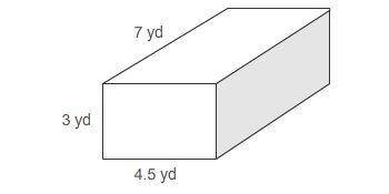 What is the volume of the rectangular prism? 94.5 yd3 58.0 yd3 25.5 yd3 20.5 yd3 Right rectangular