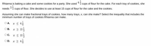 Rhianna is baking a cake and some cookies for a party. She used cups of flour for the cake. For eac