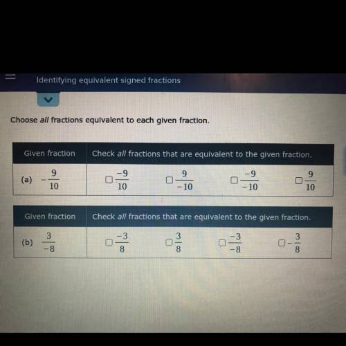 PLEASE ANDWER ASAP WILL GIVE BRAINLIEST

choose all fractions equivalent to each given fraction