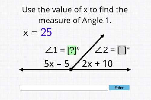 Use the value of x to find the measure of angle 1