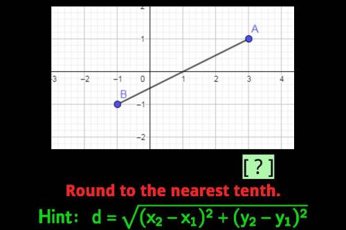The distance AB=? Round to the nearest tenth.