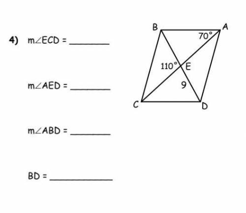 SHOW WORK PLEASE

For each parallelogram below, find the values of the missing sides or angles.